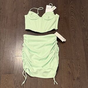 Zara mint green bustier skirt set XS/Small